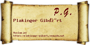 Plakinger Gibárt névjegykártya
